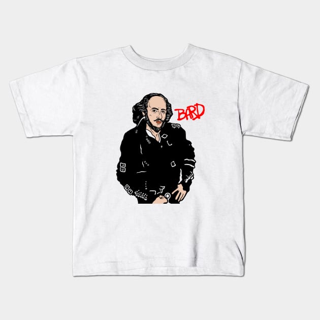 Bard Shakespeare Kids T-Shirt by dumbshirts